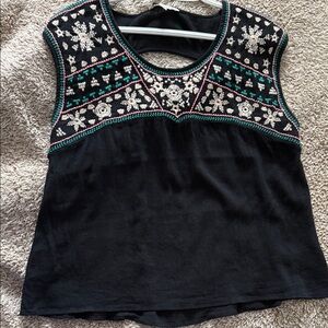 American Eagle Outfitters Black Embroidered Top